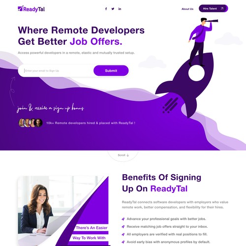 ReadyTal - web design for tech hiring marketplace
