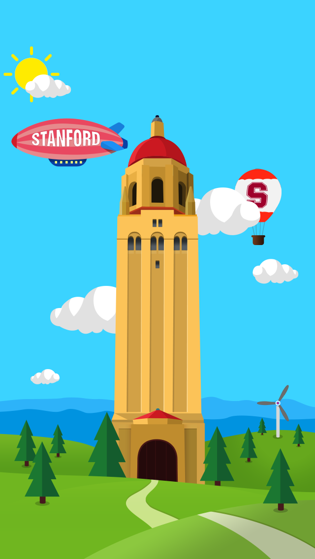 Create an awesome illustration of Stanford university landscape for a mobile app!