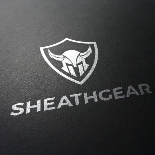 Bold, simple viking helmet and shield logo