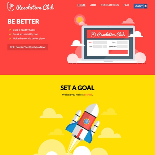 Resolution Club Landing page