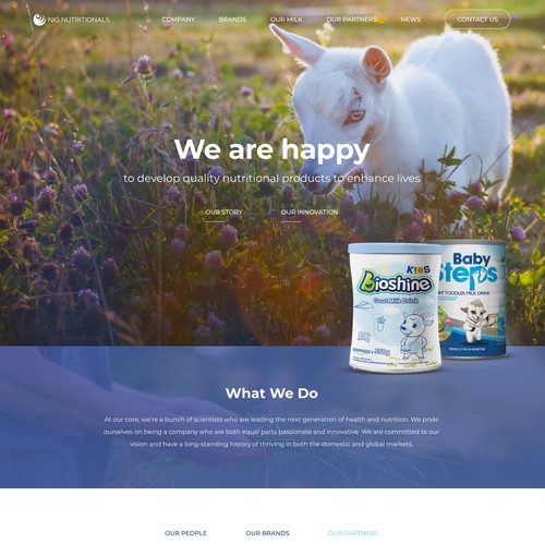 Landing Page for nutritional products company