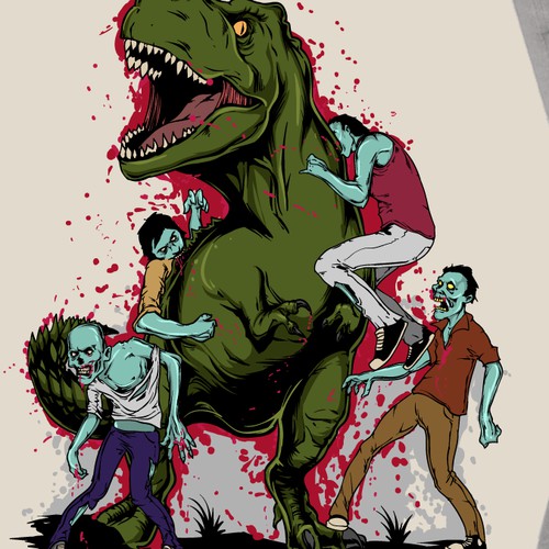 Dinosaur versus zombies! Who will win?!