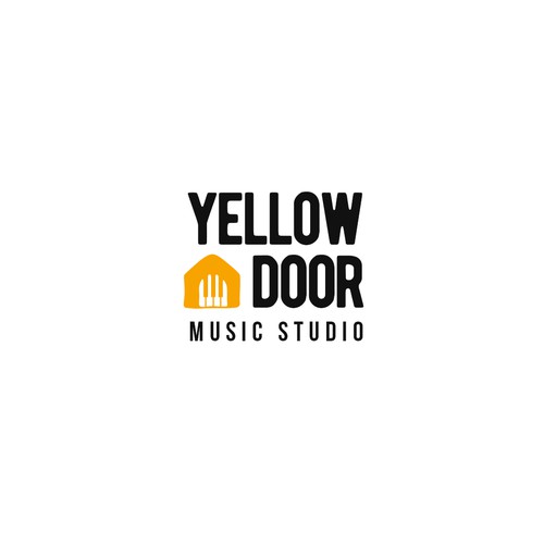 Yellow Piano and Door Logo for a Music Studio