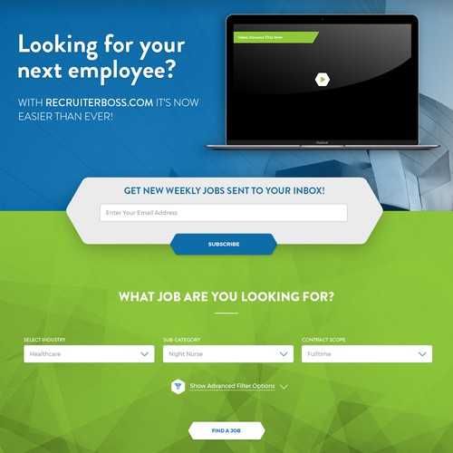 Landing page design for Recruiterboss