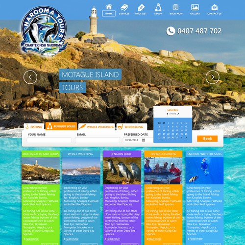 Create a landing page for Narooma Tours & Charter Fish Narooma