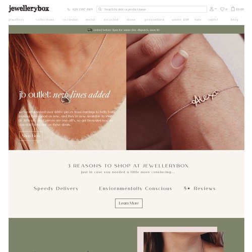 Landing Page Design for Jewelry Brand 