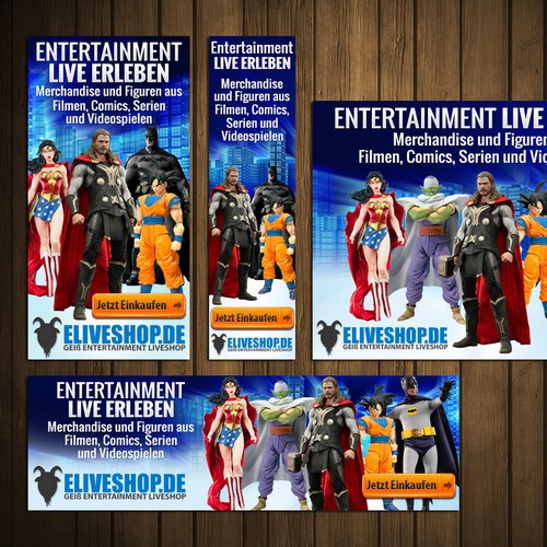 Advertising banners for Online Shop Merchandise and Figures