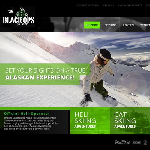 Bold modern website for an skiing adventure company