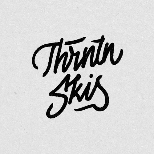 Hand lettering logo for Thrntn Skis