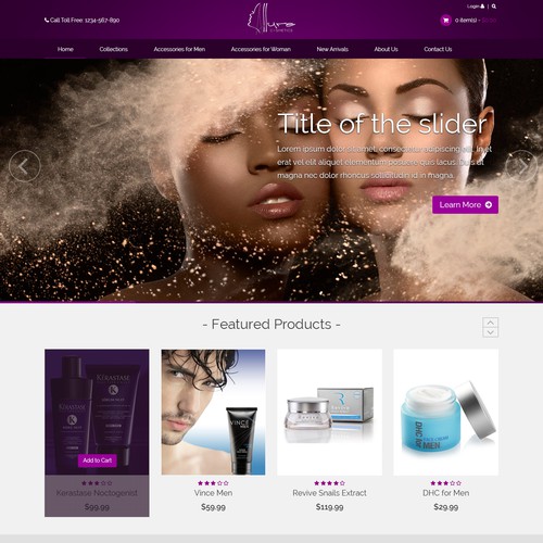 Our glamourous cosmetics online retail store needs a captivating page