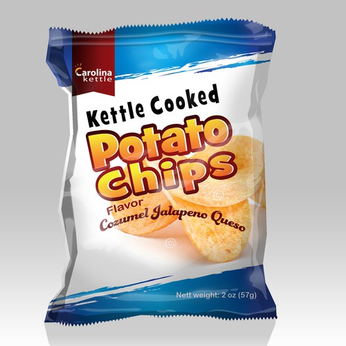 Design a package/label for a new line of Kettle Cooked Potato Chips