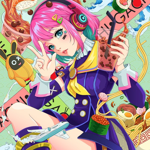 Mural Illustration Terminal C: Gachi Sushi & Nooodles Restaurant