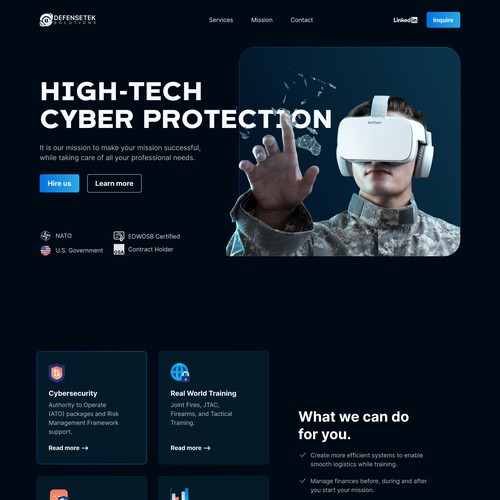 Landing Page DefTek (Cybersecurity)