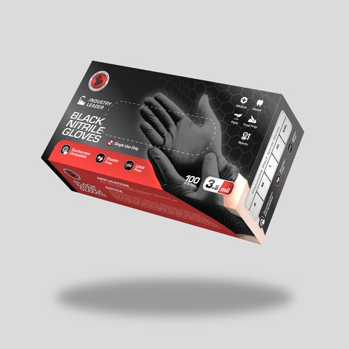 Black Nitrile Gloves Packaging Box