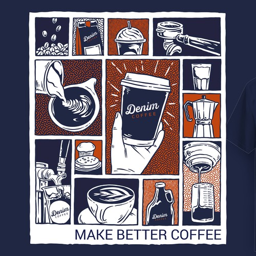 Denim Coffee T-Shirt Design