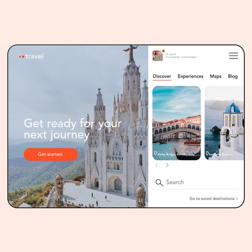 Travel app mobile website design