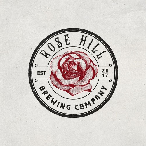 classic rose illustration for a craft brewery and gastropub!