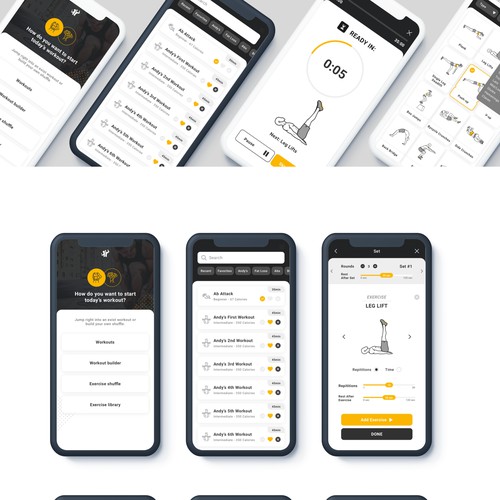 App Design for a workout card company