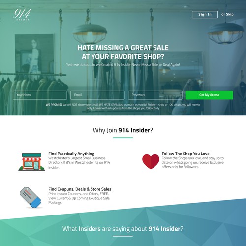 landing page