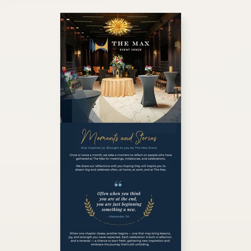 Newsletter design for event venue