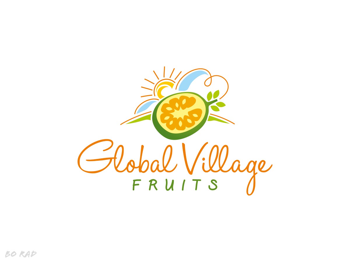 地球村水果的新标志-健康，美味，异国情调，有机，+社会影响