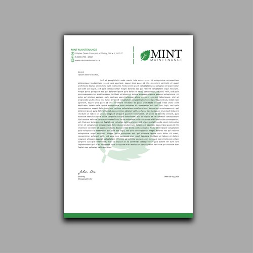 Simple letterhead design for MINT Maintenance