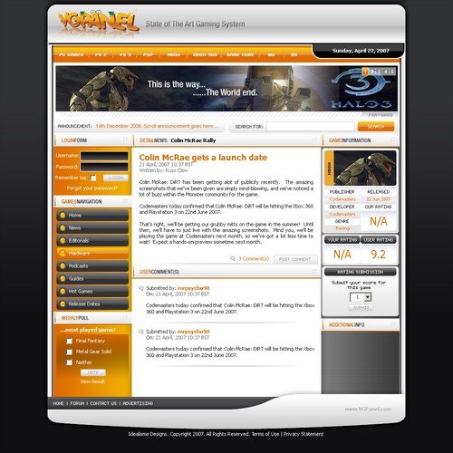 VGPanel Gaming Site Template