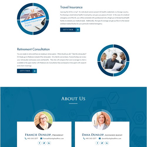 Modern/business professional look Medical Insurance website