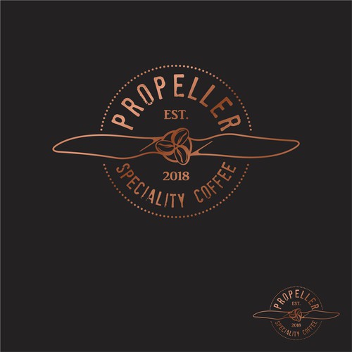 Logo for a coffee shop inspired by a propeller.