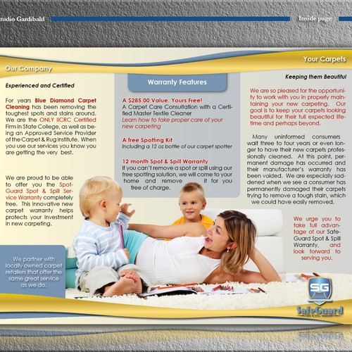 brochure design for SafeGuard Spot & Spill Warranty Brochure