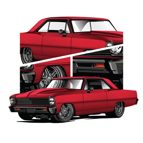 1966 Chevy Nova Restomod T-Shirt Illustration