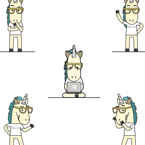 Unicorn mascot for a matchmaking platform focused on tech field