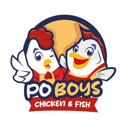 A cute logo for PO BOYS Chicken & Fish