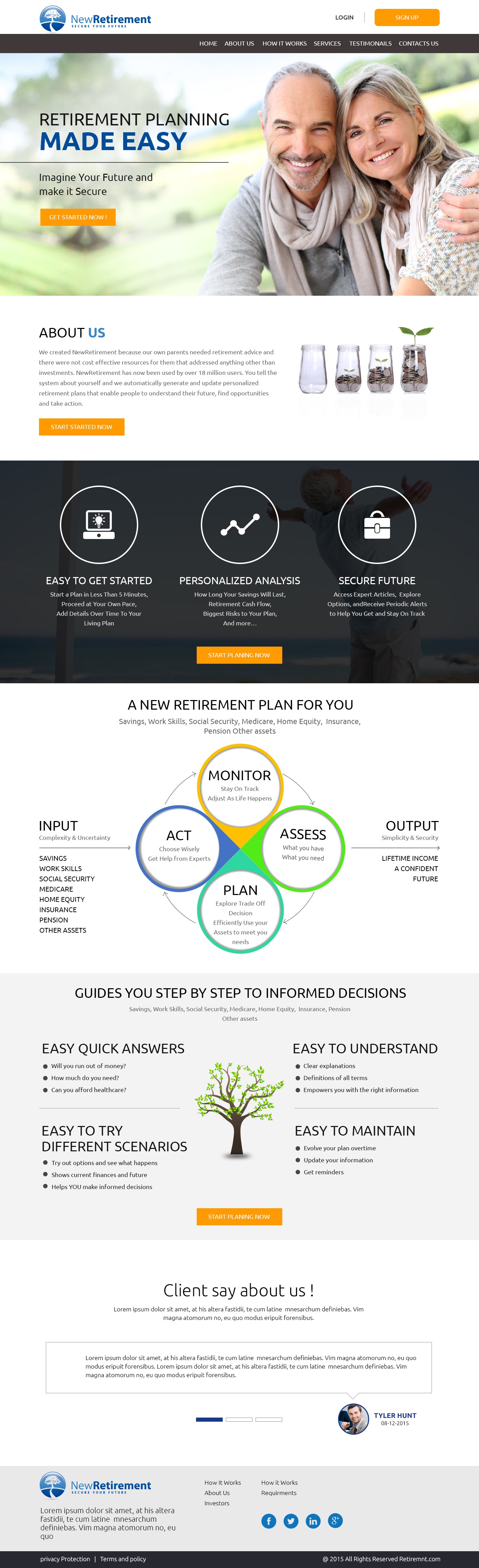 Create a winning landing page design around Retirement Planning for NewRetirement