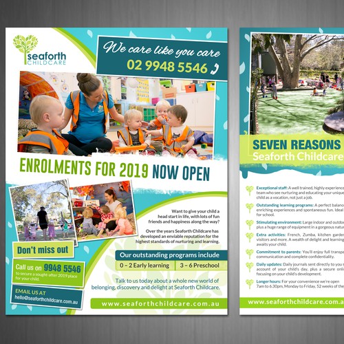 Seaforth Childcare needs an eye catching flyer to attract new enrolments to our service