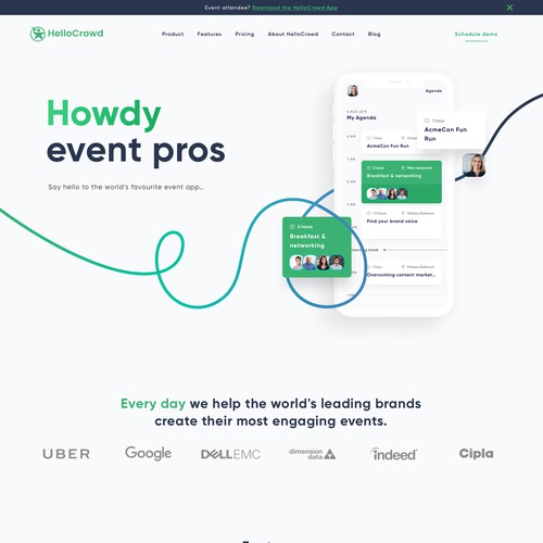 Modern design for an event planning app