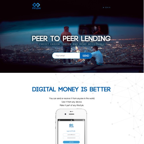 Landing page design for fast and easy peer to peer lending technology