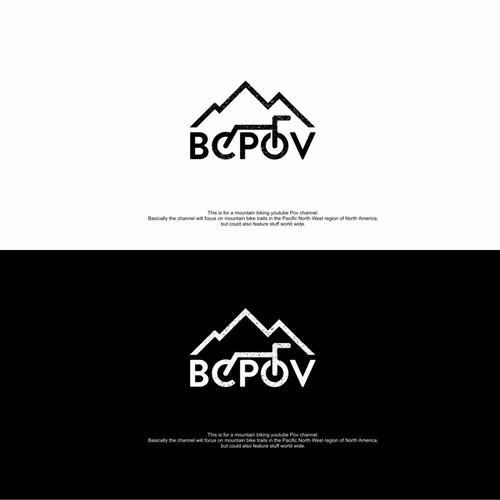 modern minimalist logo for a mountain biking youtube Pov channel. Basically the channel will focus on mountain bike trails in the Pacific North West region of North America, but could also feature stuff world wide.