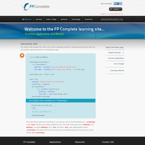 Software development learning center website for FP Complete