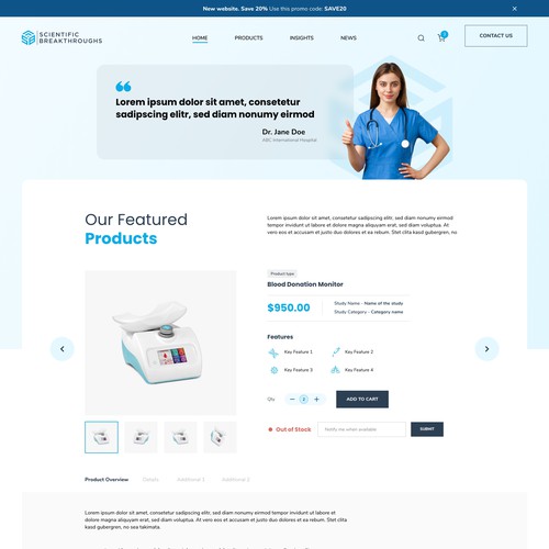 Medical Products & Supplies Landing page Design.