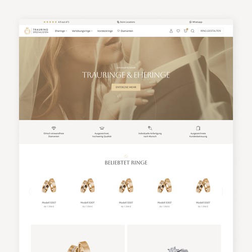 A modern and luxurious design concept for a jewelry e-commerce 