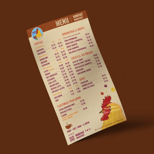 Menu design for unique coffee trailer