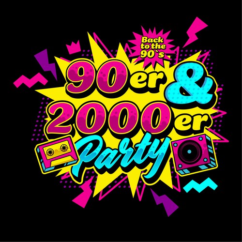 90s Style Party Logo Design