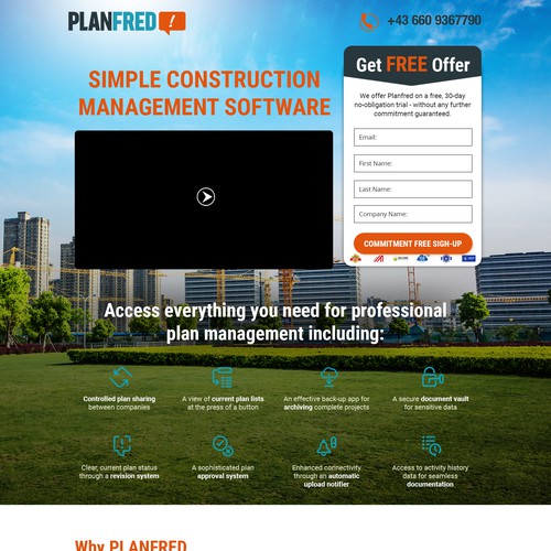 Landing Page for Construction Management Software