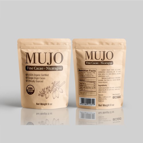 Mujo Fine Cacao Pouch Label Design - Nicaragua