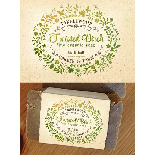 Create an enchanting label for Tanglewood Garden & Farm organic soap