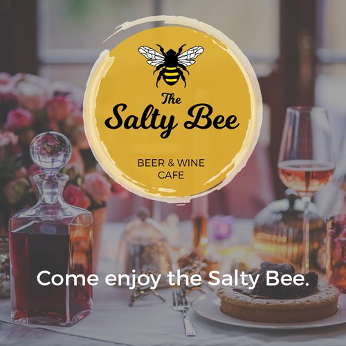 Logo concept for a beer and wine cafe acalled The Salty Bee.