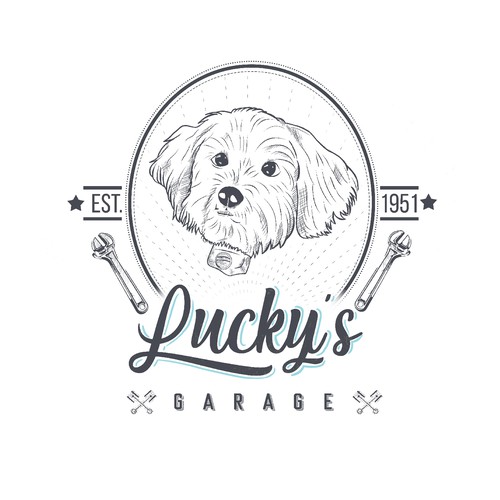 Retro logo for Lucky's Garage