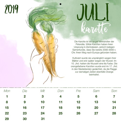Calendar with plants