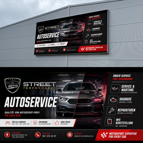 Werbeschild für Tuning Firma